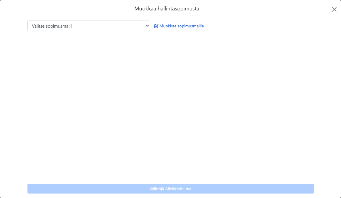 Valitse hallintasopimuspohja