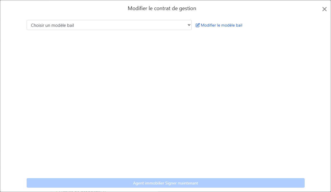 Sélectionner un modèle de contrat de gestion
