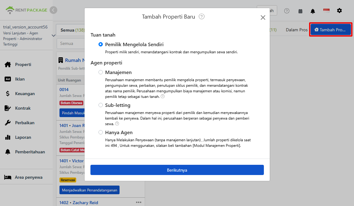 Empat Pilihan Peran Saat Menambahkan Properti