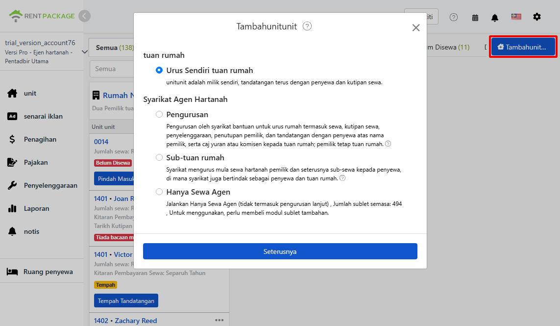 Empat Pilihan Peranan Semasa Menambah Hartanah