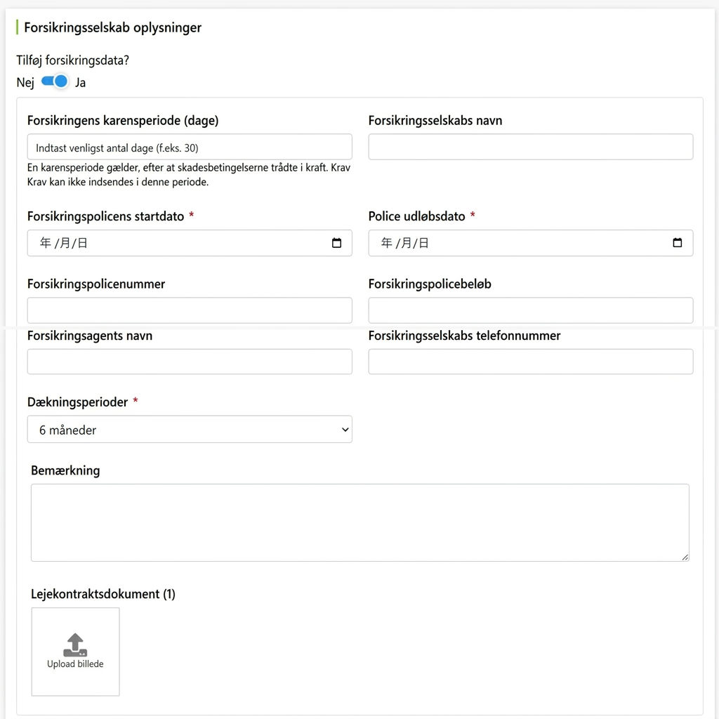 Forsikringsselskab information felt