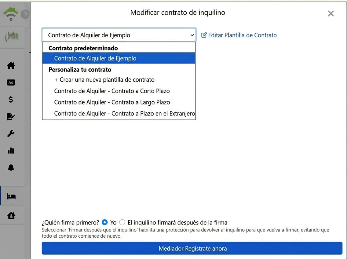 Selecciona plantilla de contrato: Predeterminada y personalizada