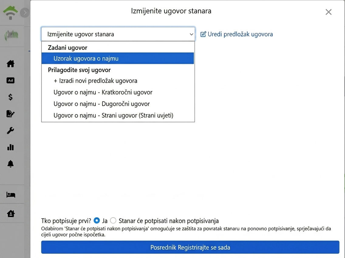 Odabir predloška ugovora: zadani i prilagođeni predlošci