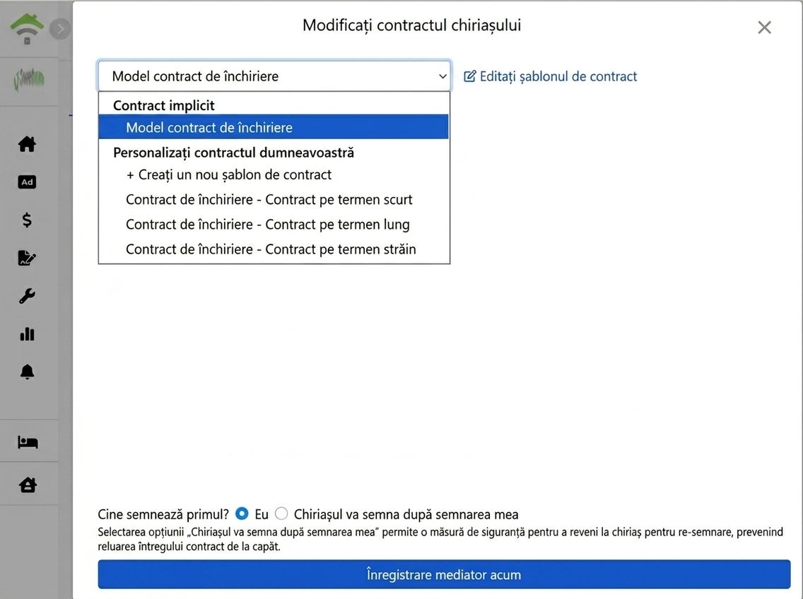 Alegeți șablonul de contract: șablon prestabilit și personalizat