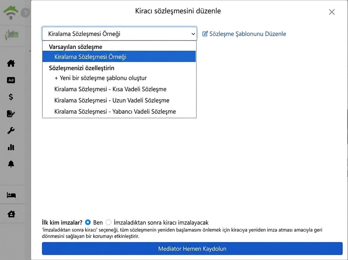 Sözleşme şablonu seçin: Varsayılan ve özelleştirilmiş şablonlar