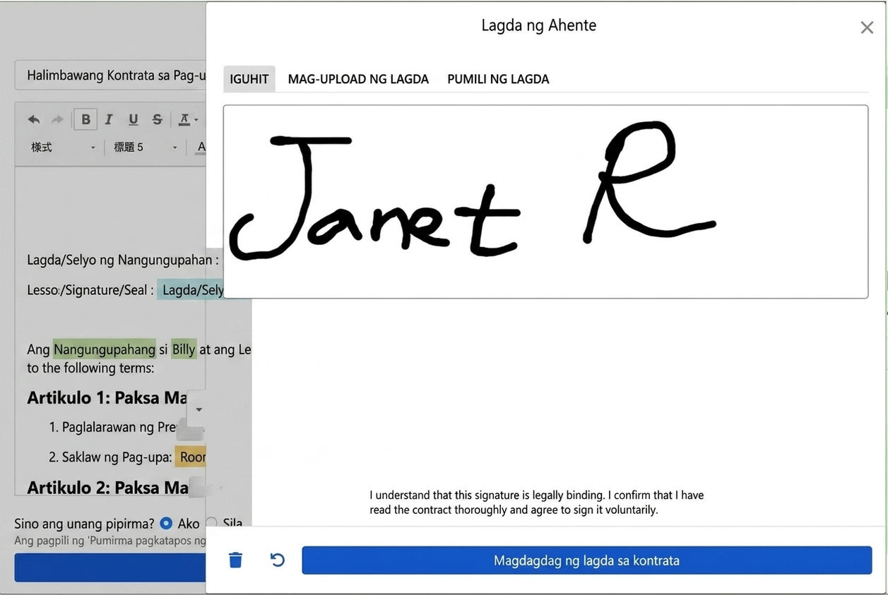 Window ng Lagda: Hand-draw, Mag-upload o Gamitin ang Naka-imbak na Pirma