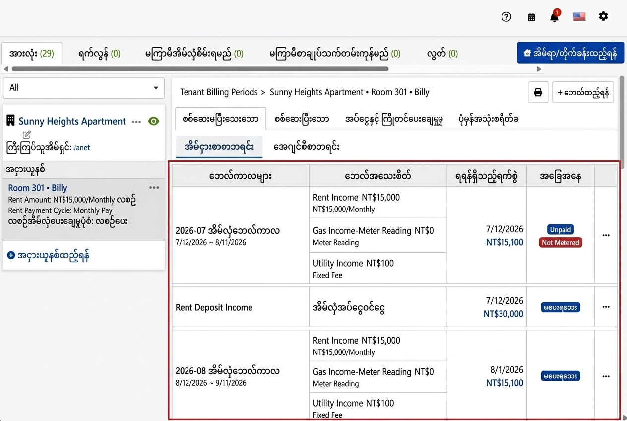 Rentout Customer Pages: System-generated rentTenant भूमिManagement