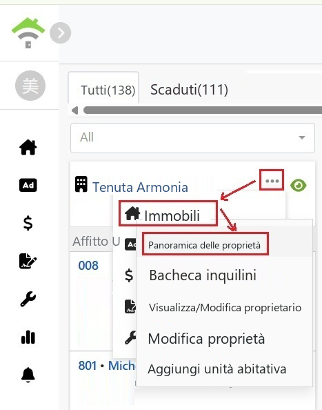 Dal menu della scheda segui Proprietà, poi Sommario proprietà