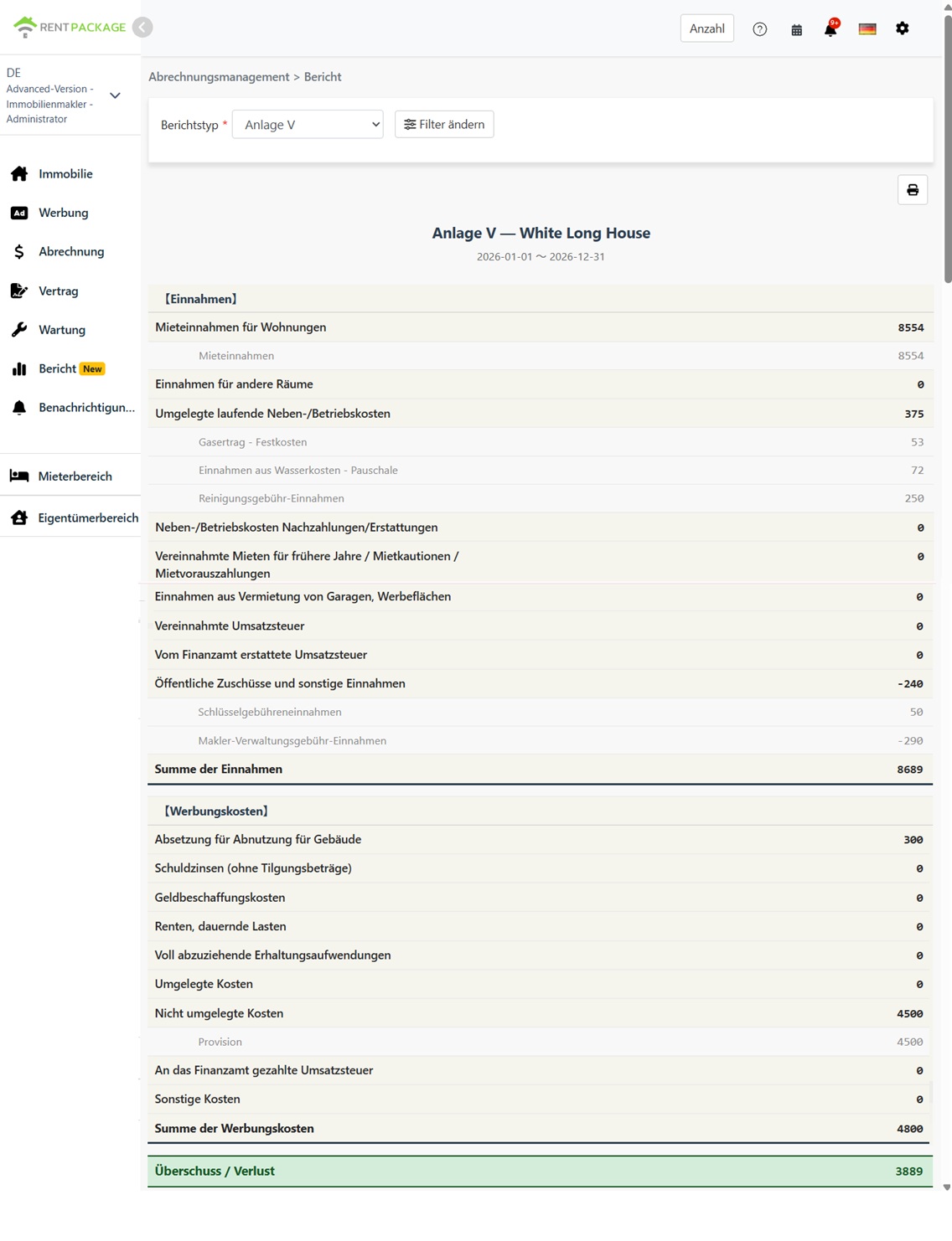 Generated Anlage V report