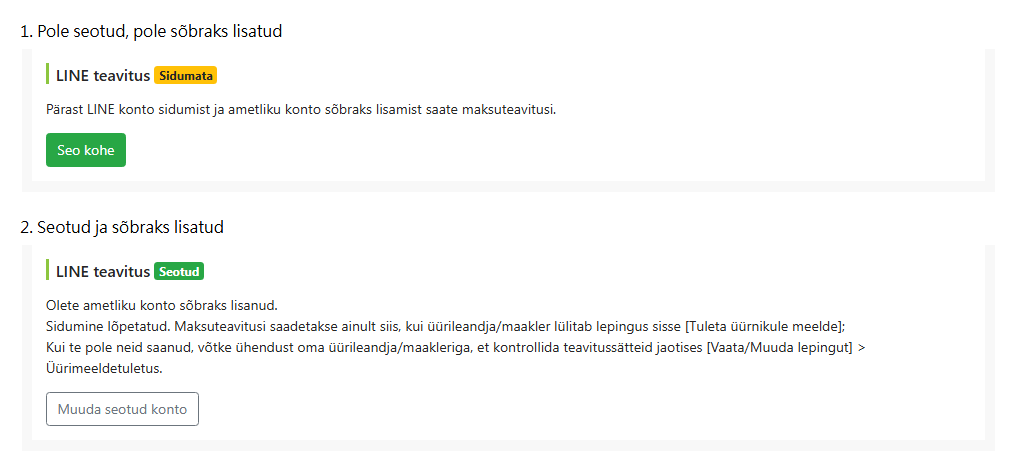 LINE-i sidumise olek üürniku muutmise lehel