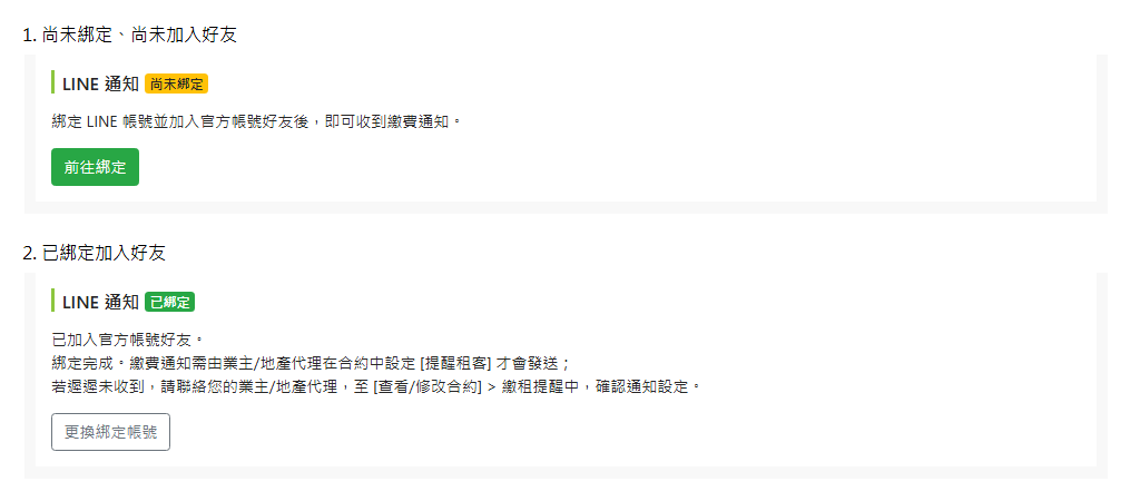 修改租客頁面中的 LINE 綁定狀態
